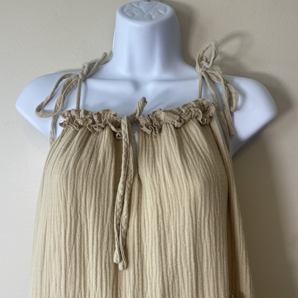 Anthropologie Charlie Holiday Senorita Maxi Dress Sz 8 Tan‎ Boho Tiered Sundress - Picture 3 of 9